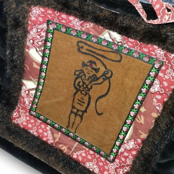 Timi‎ & Leslie Womens Bag Medium Velvet Western Cowboy Denim Tote Black Purse - Picture 7 of 10